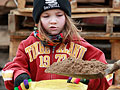 Helping mom fill sandbags