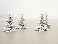 Snow-covered trees sit in floodwaters in Moorhead