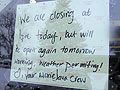 Open tomorrow, weather permitting