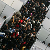Graduating students at a job fair in China 