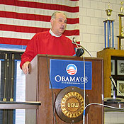Jim Graham, president of the United Auto Workers Local 1112 in Lordstown, speaks at Union Hall.