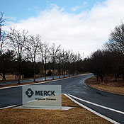The employee entrance for Merck's headquarters 