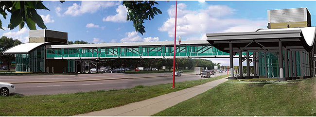 This mockup shows what the Apple Valley transit station may look like. Ground was broken recently on the Apple Valley transit station for the Cedar Avenue BRT bus rapid transit service that was advanced in part with federal stimulus dollars and is expected to open in December with transit stations also planned for Eagan and Lakeville.