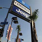 A Chrysler sign outside of a Los Angeles dealeship 