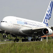 An Airbus A380 lands in Germany 
