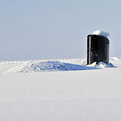 A submarine in the Arctic Ocean 