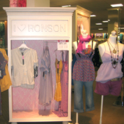 A display for "I Heart Ronson," a designer line from DJ Ronson's sister