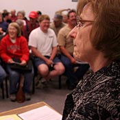 Carol Schroeder, right, is chairperson of the village of Dannebrog. When Heritage Bank announced it would close its Dannebrog branch, she fought to bring a new bank to town.