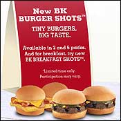 An advertisement for Burger King Burger Shots 