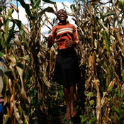 A child plays in a Malawi village 