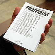 A Sweden Pirate Party member with a candidate list 