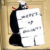 Where's my bailout graffiti on empty building 