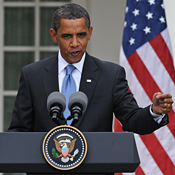 U.S. President Barack Obama speaks to the press 