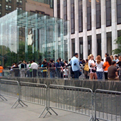 A line of people waits outside of the Apple store on Fifth ave. in New York City on the release date of the iPhone 3G S