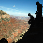 Scaling a cliff at the Grand Canyon 