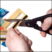 A credit card cut 