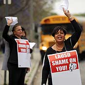 Protestors chant slogans in Los Angeles 