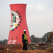 Construction site of Soccer City stadium in Soweto 