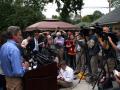 Norm Coleman addresses media at his home