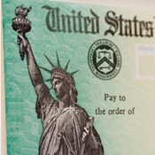 A blank U.S. government check. 