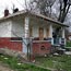 A boarded-up house