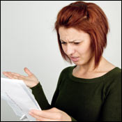 Woman questions bill. 