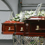 Caskets at a funeral 