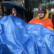 "Sneakerheads" wait in line in Cambridge, Mass., for a limited-edition shoe release.