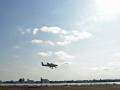 A small plane lands