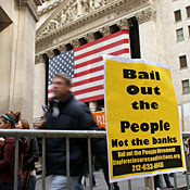 Protesters on Wall Street. 