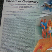 The travel package Lisa gave her husband for their wedding anniversary.