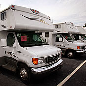 Winnebagos for sale at an RV dealership 