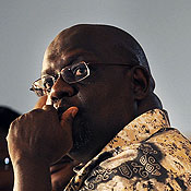 John Githongo, a former anti-corruption chief in the Kenyan government, at a press conference.