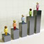 Human figures on bar graph