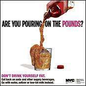 An ad campaign against sugary drinks in NYC 