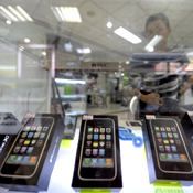 iPhones on display at a Beijing store 