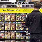 Shopper peruses DVDs 