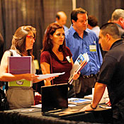 Mary Diaz, left, and Gina Felix at job fair. 
