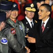 U.S. President Barack Obama lands in Korea 