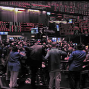 A trading pit at the Chicago Mercantile Exchange.