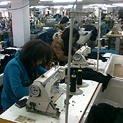 Peak labor in China - garment factory 