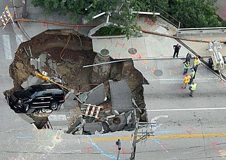  Sinkholes on Thread  This Road Near My Place Sunk In