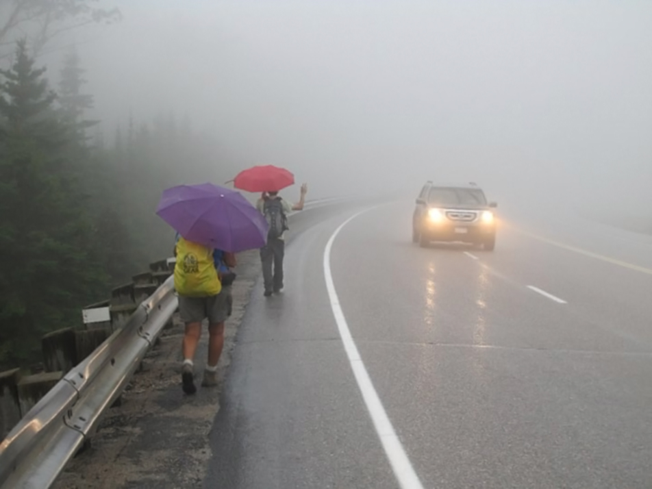Walking in rain