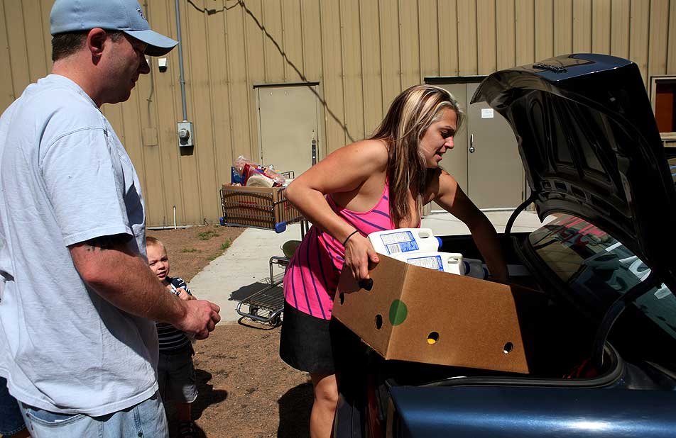 Loading the car with food