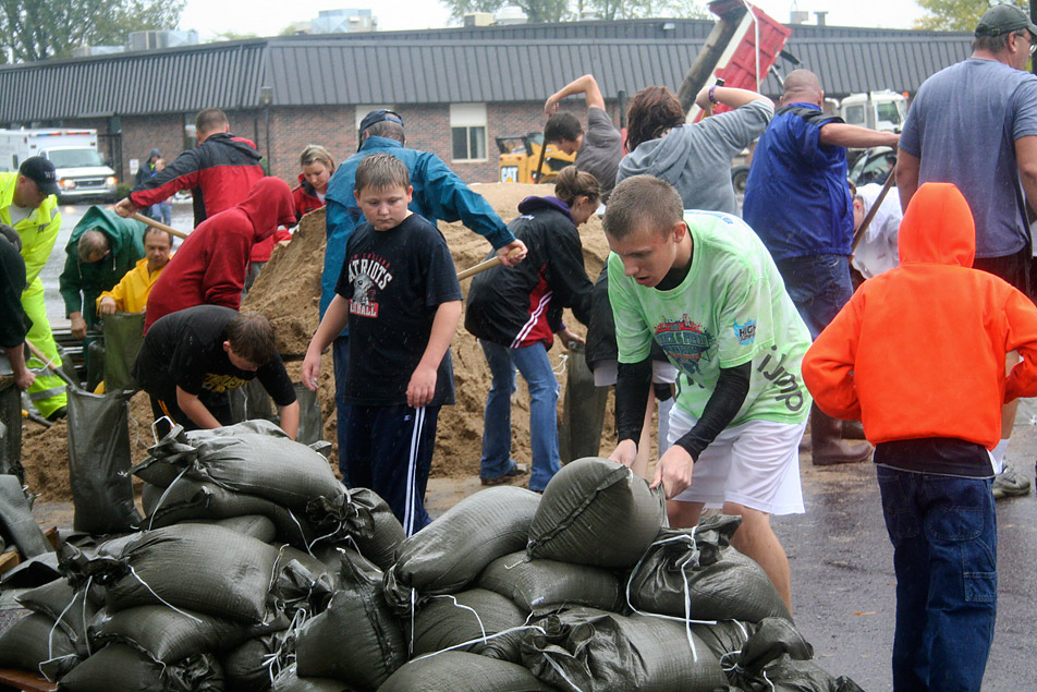 Filling sandbags
