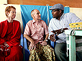 Aden talks with Pau and Rachel Chandler