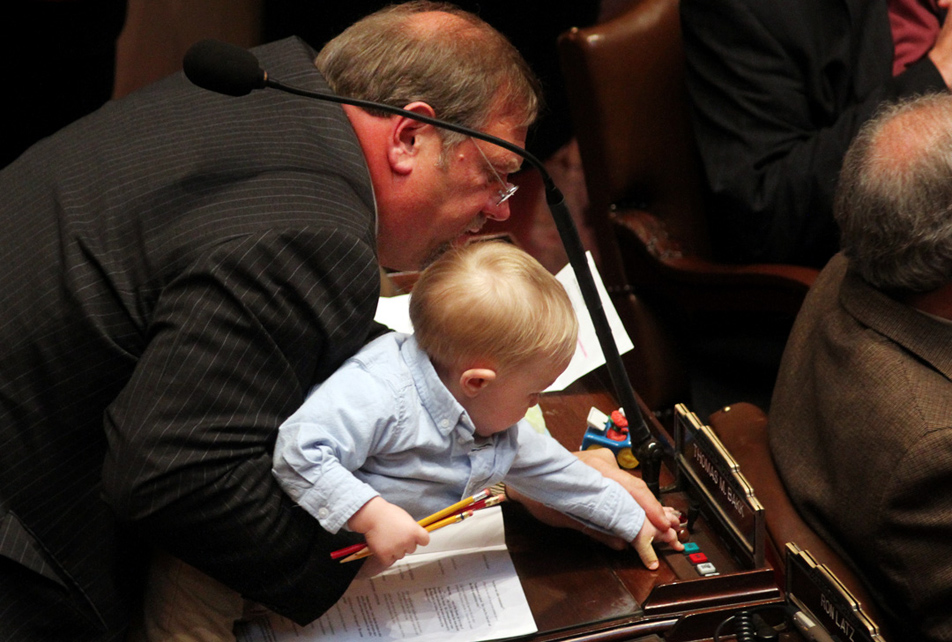 Tom Bakk and grandson