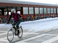 Biking across Washington Ave. Bridge