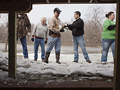 Building sandbag dike
