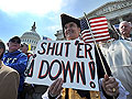 Protesters demonstrate in front of the US Capitol